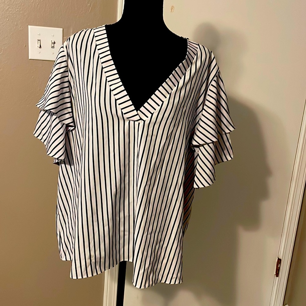 White and black blouse